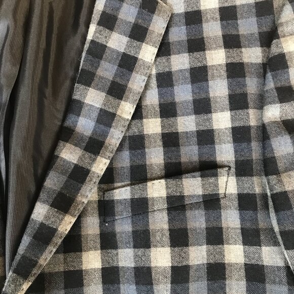 Blue & Grey Check Hugo Boss Wool Blazer - Picture 8 of 16
